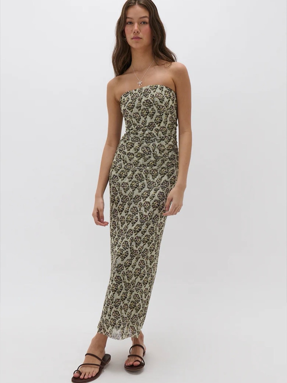 Ghanda Kellikoa Floral Odessa Mesh
Strapless Maxi Dress Size L NWOT